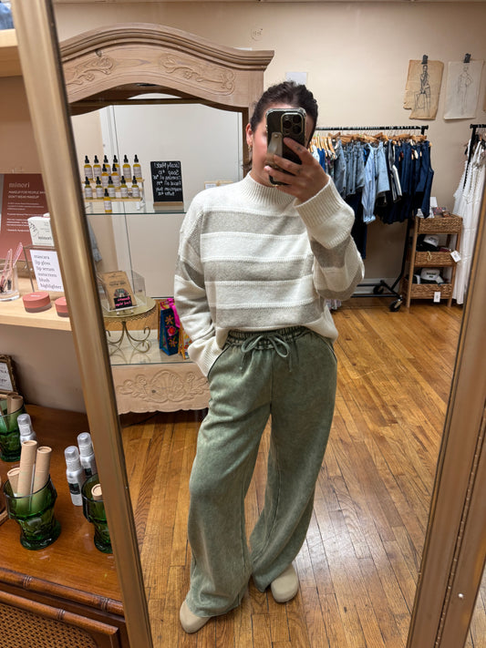 Washed Olive Knit Pants