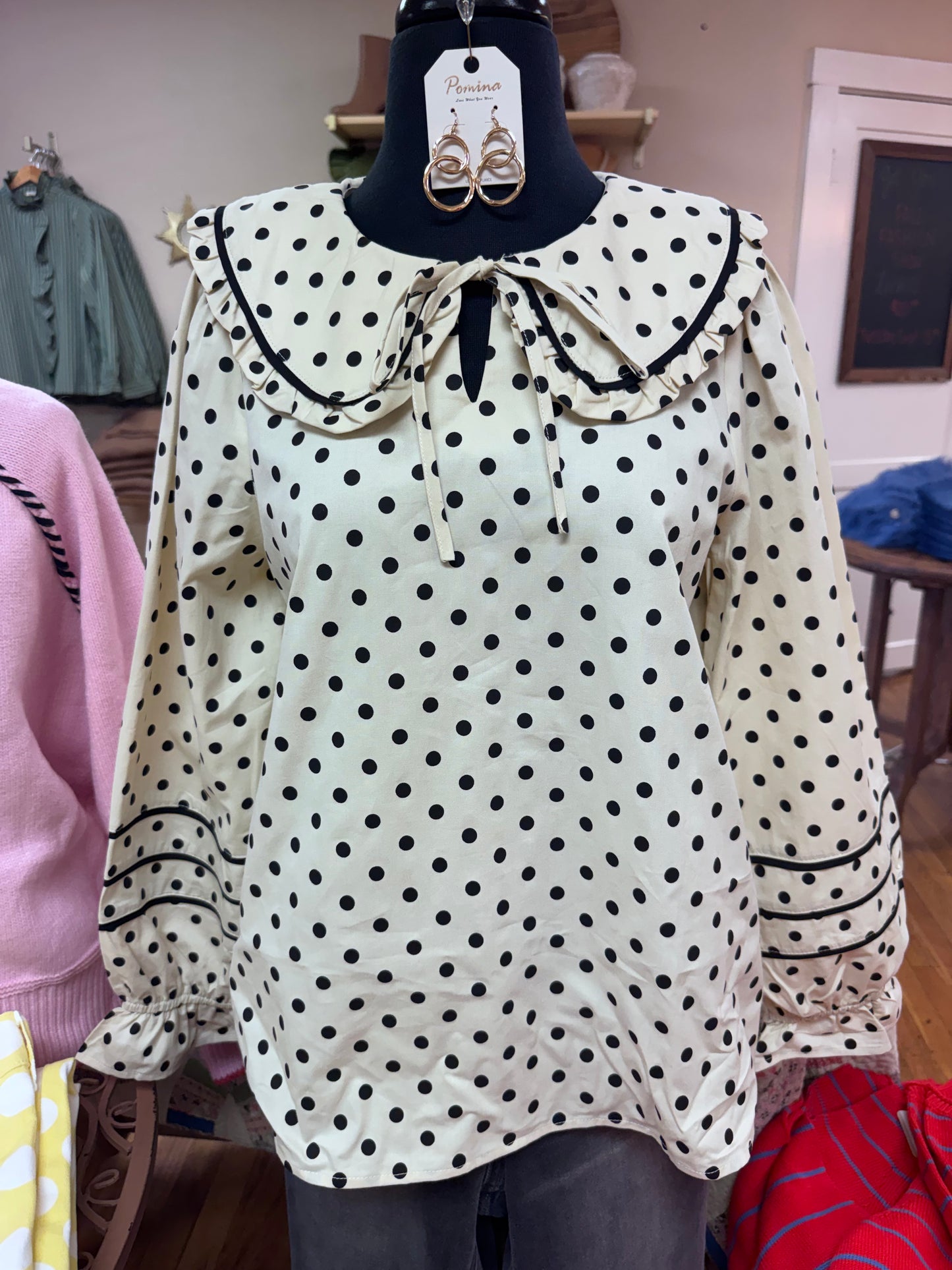 Ivory Polka Dot Blouse