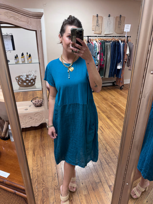 SAGA Teal Midi Dress