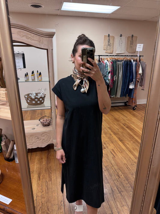 Casual Black Midi Dress