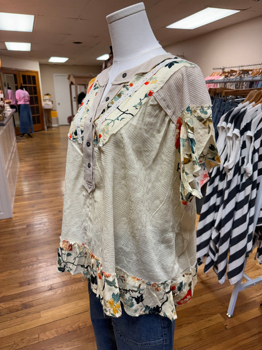 Almond Floral Top