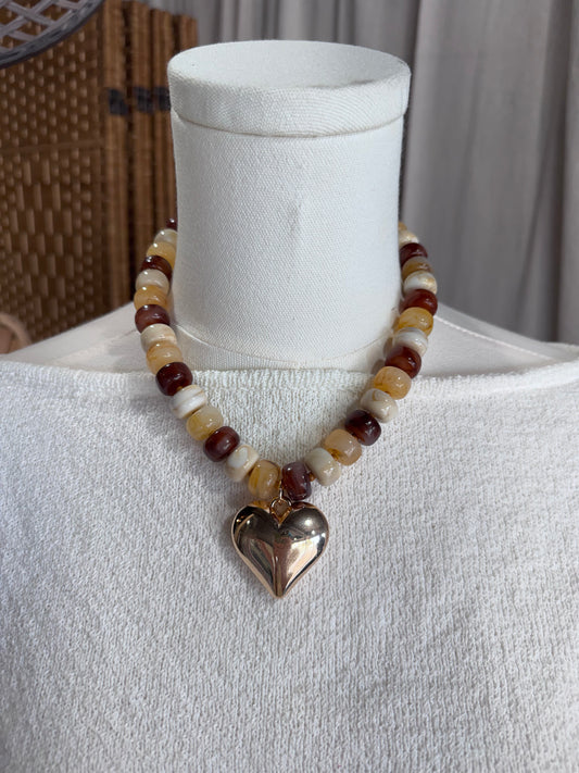 Puffy Heart Beaded Necklace