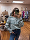 Green Striped Henley Sweater