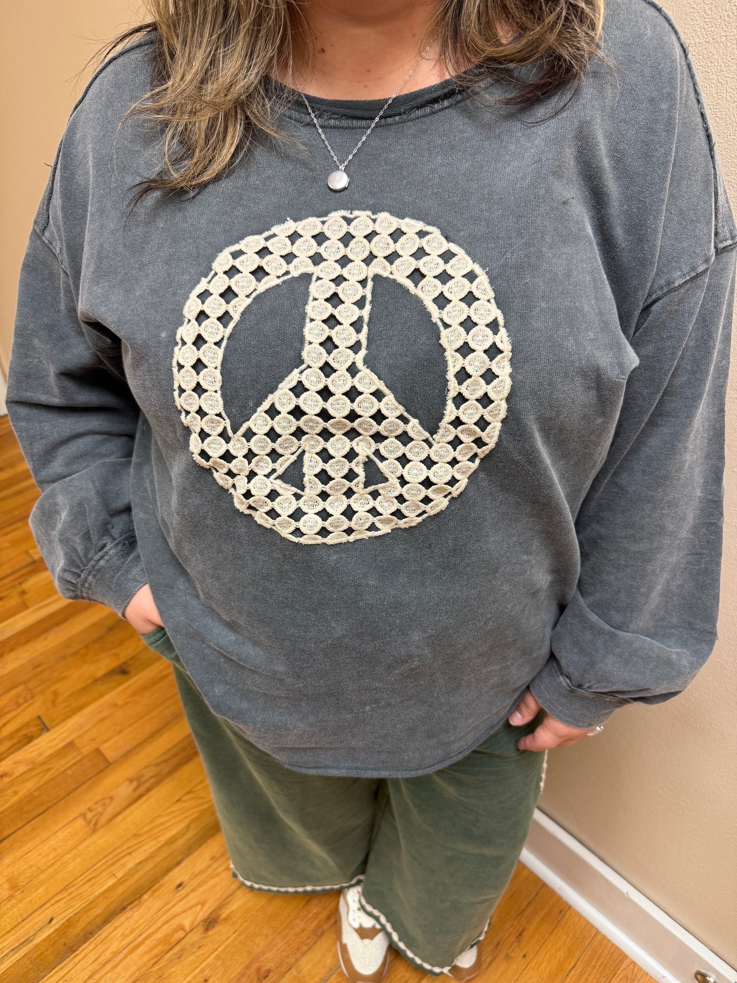 Charcoal Peace Pullover