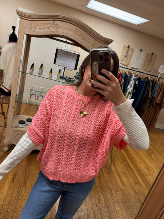 Coral Short Sleeve Sweater