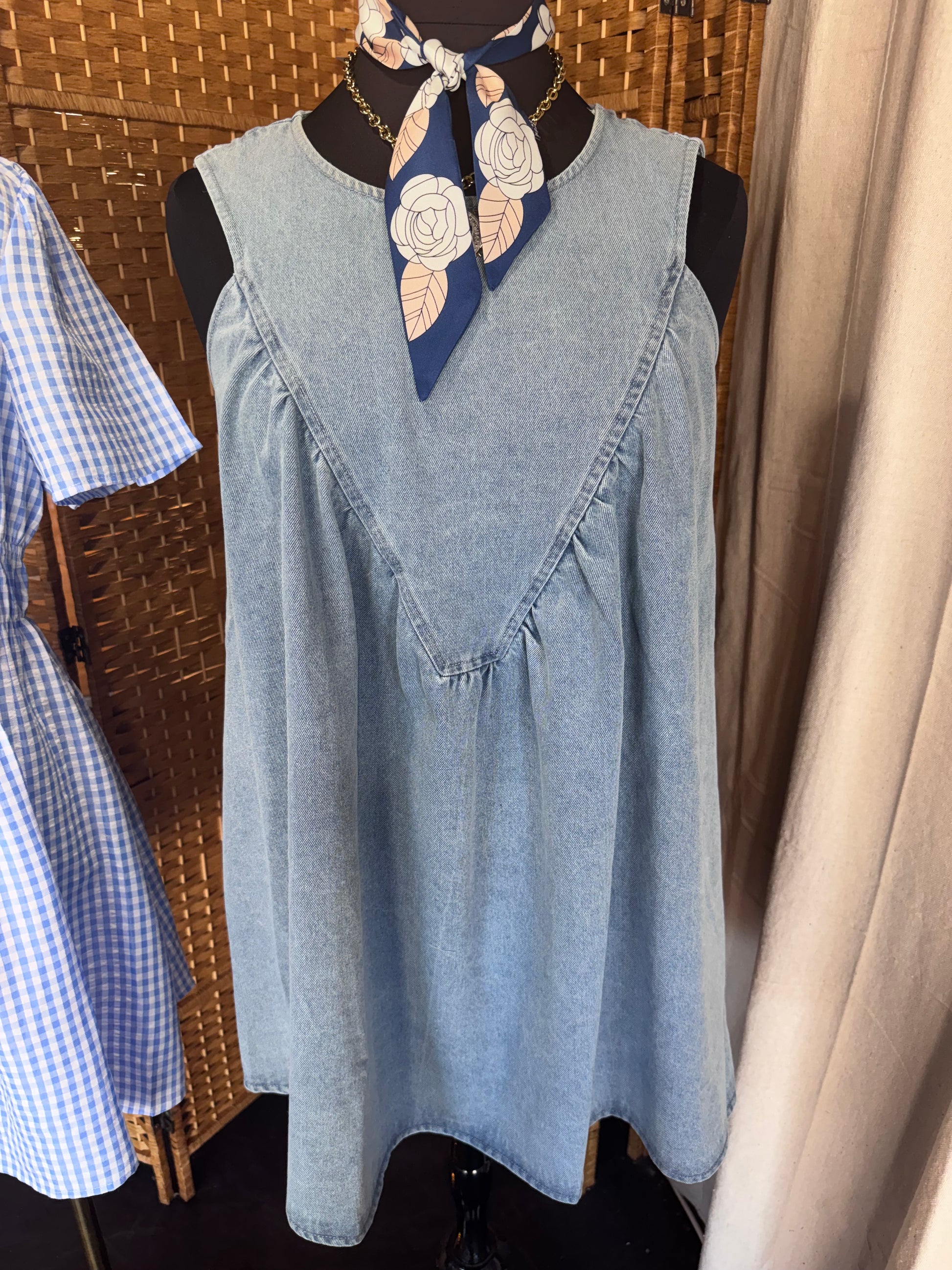 High Neck Denim Dress