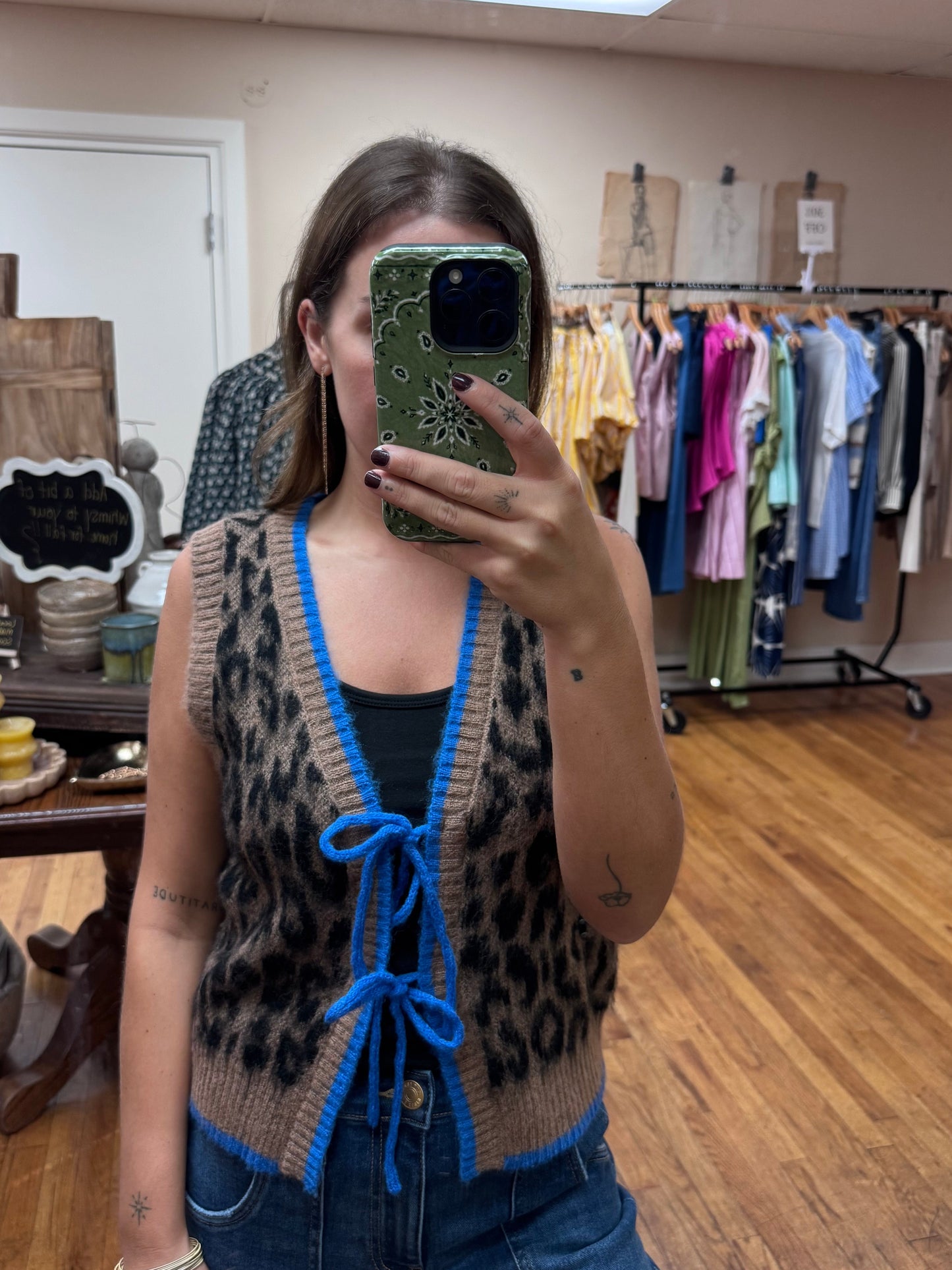 Leopard & Cobalt Vest