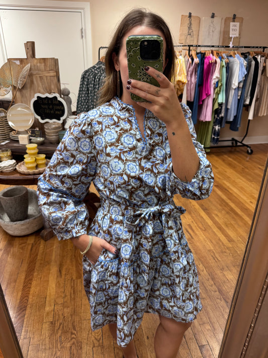 Brown & Periwinkle Dress
