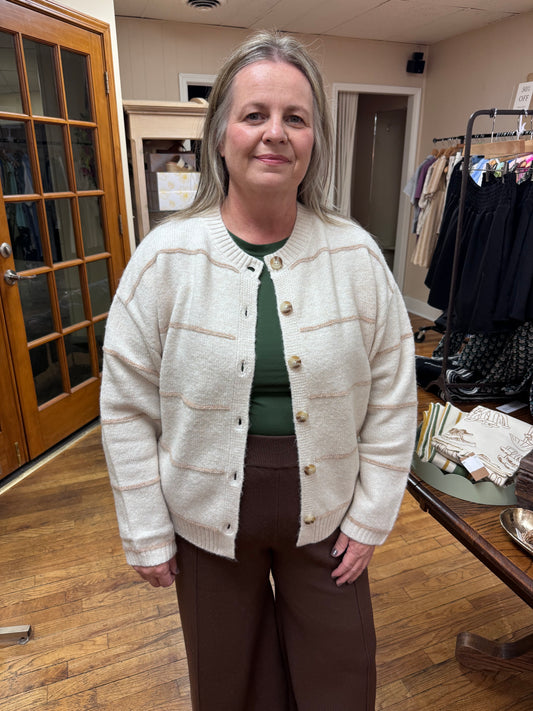 Oatmeal Striped Cardigan