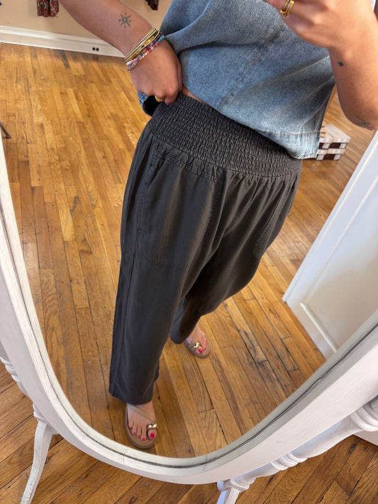 Charcoal Smocked Pants