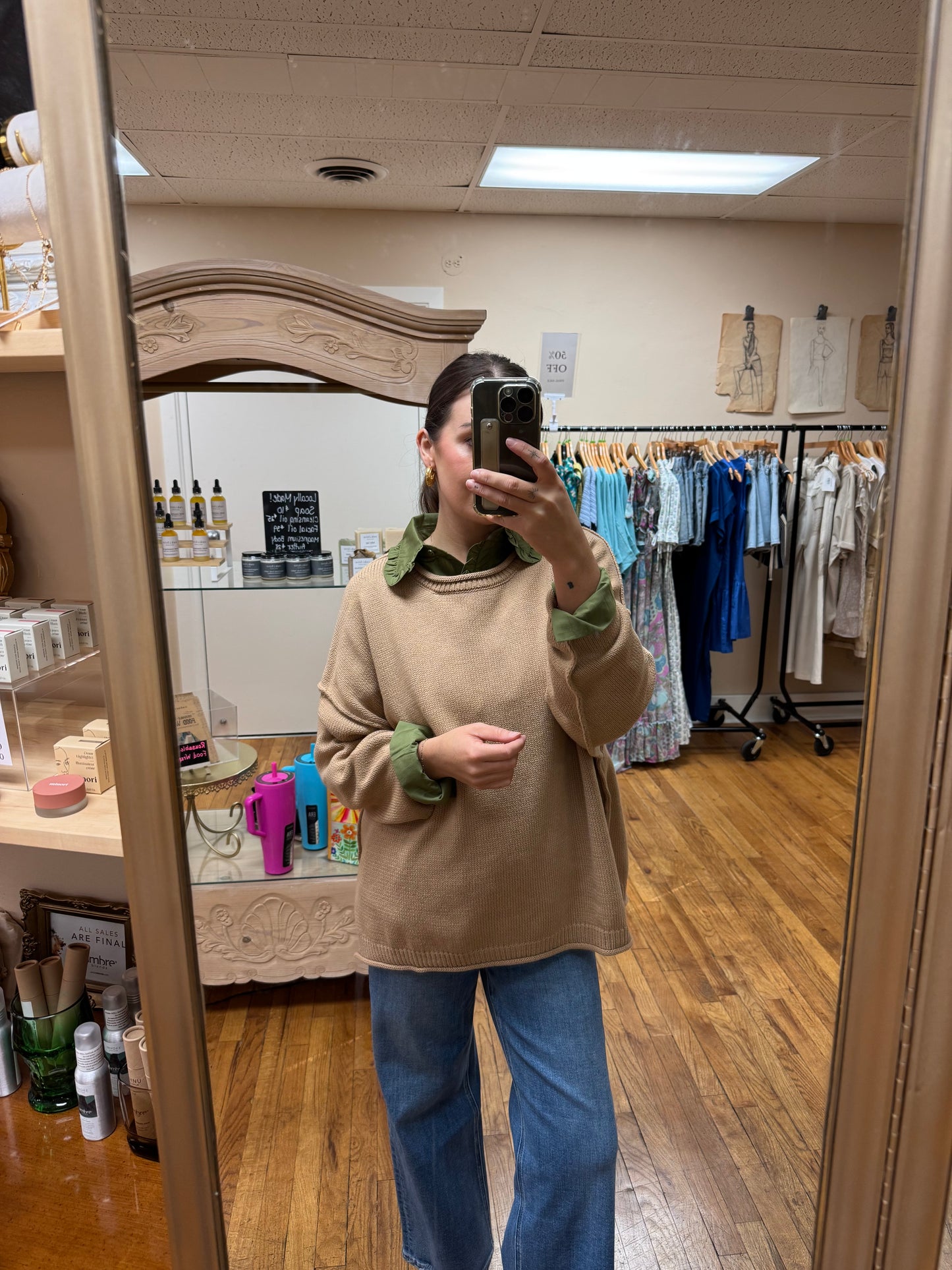 Camel Rolled Neck Sweater