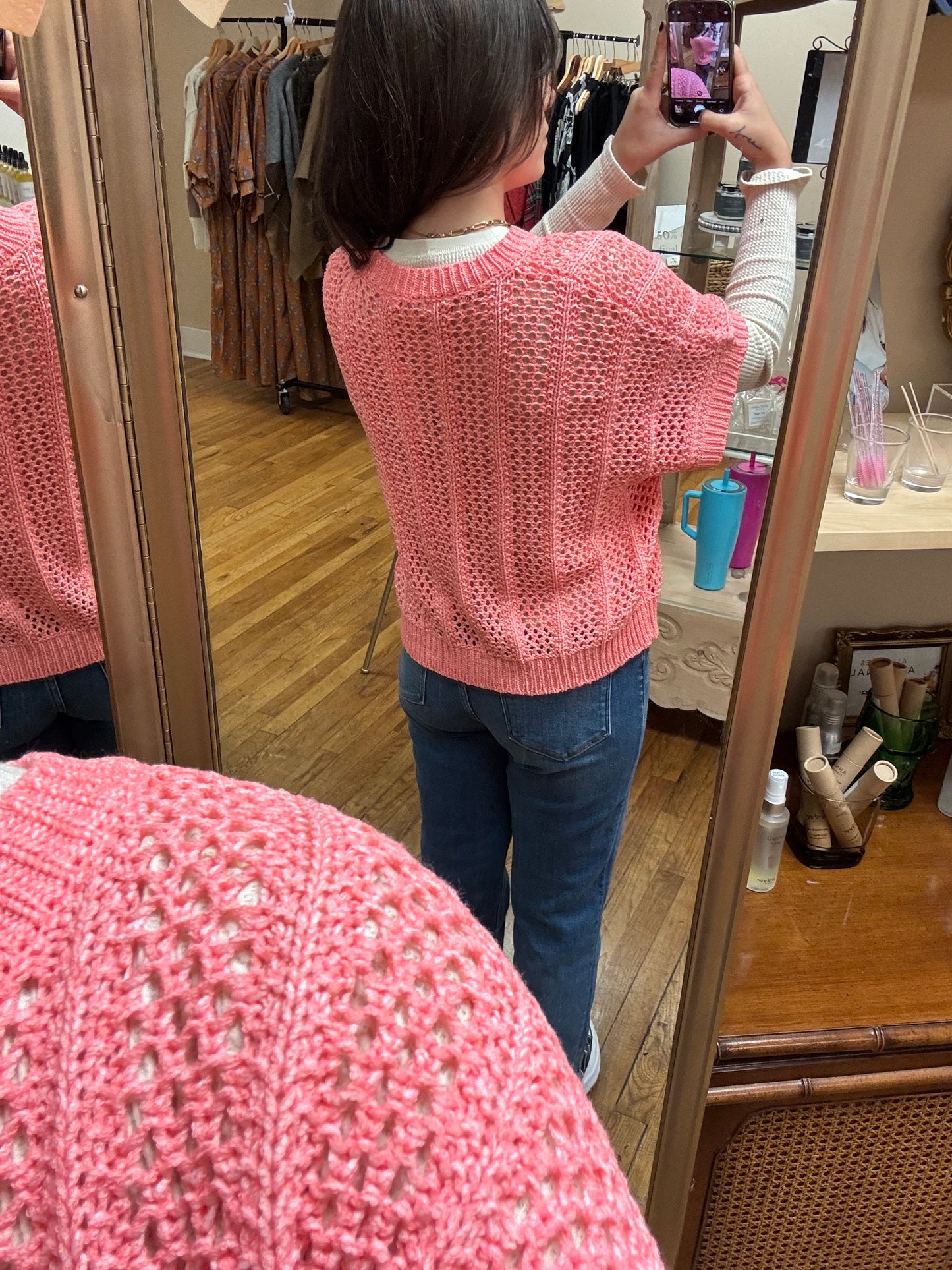 Coral Short Sleeve Sweater