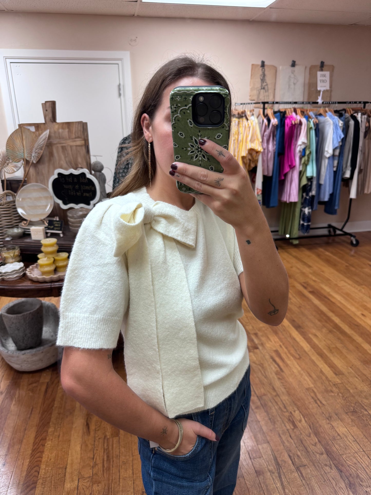 Cream Bow Sweater