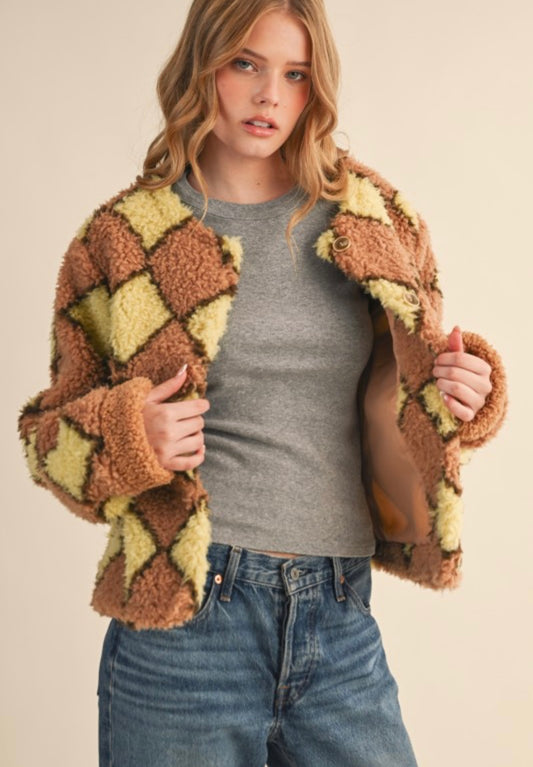 Shearling Argyle Jacket