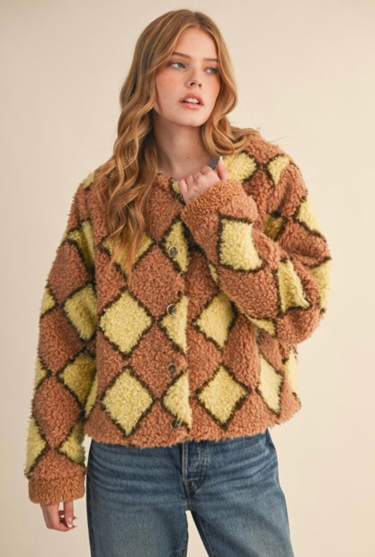 Shearling Argyle Jacket