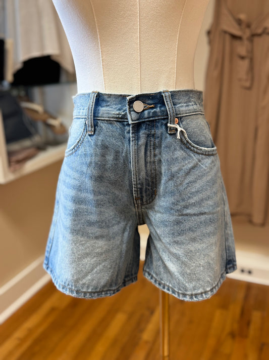 Lightly Distressed Denim Shorts