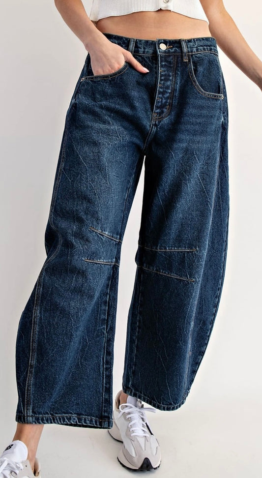 Dark Wash Barrel Jeans