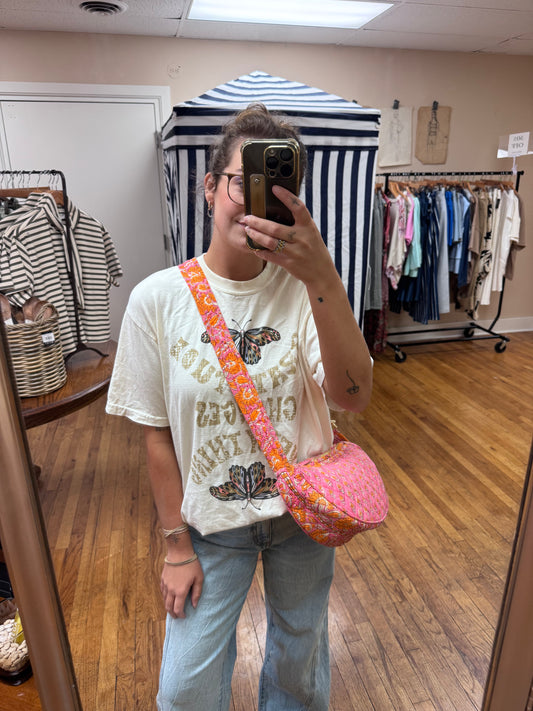 Pink Block Print Purse