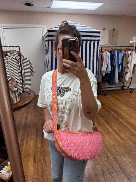 Pink Block Print Purse