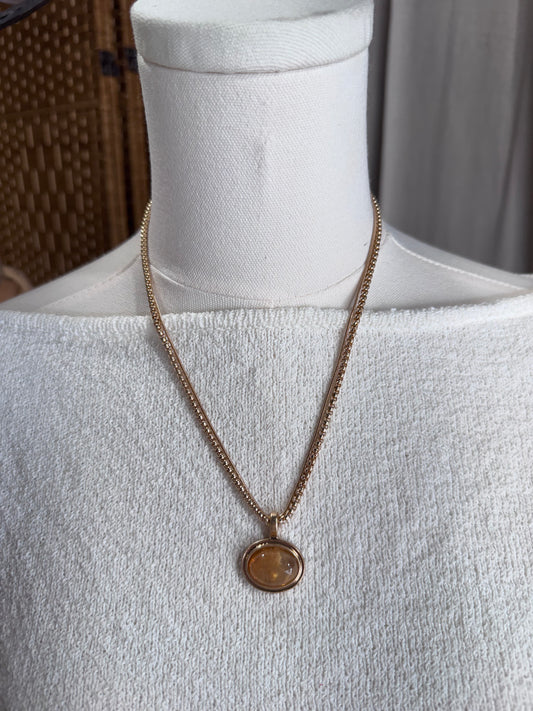 2 Necklace Oval Stone Necklace
