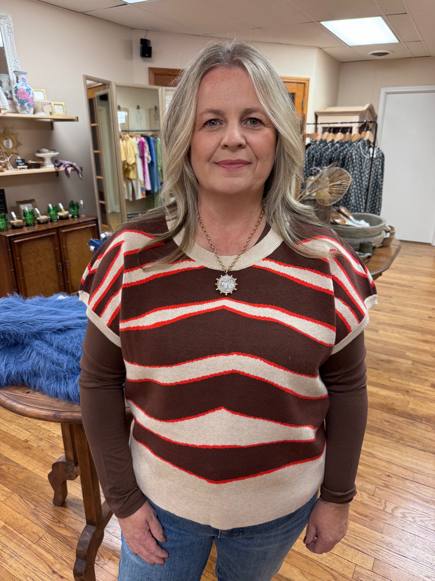 Orange Accent Sweater Vest