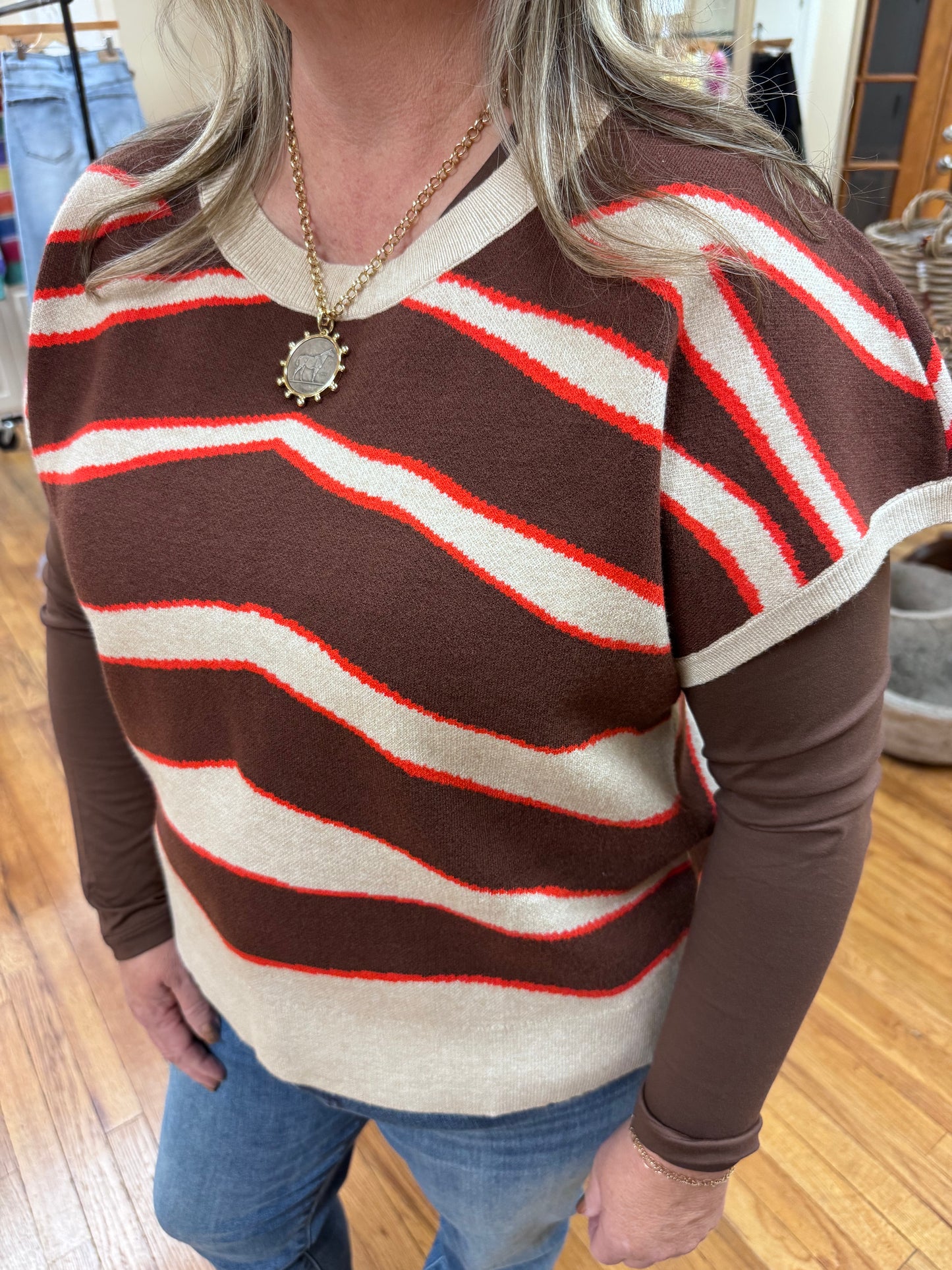 Orange Accent Sweater Vest