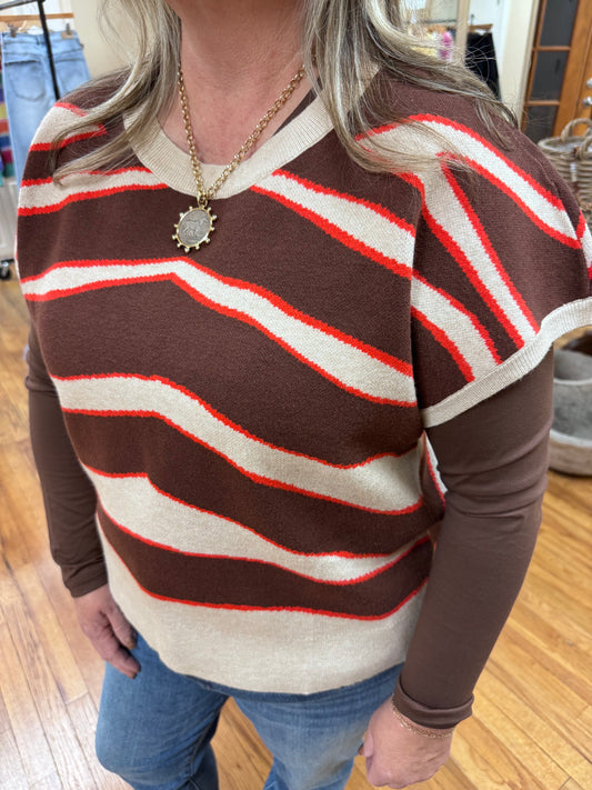 Orange Accent Sweater Vest