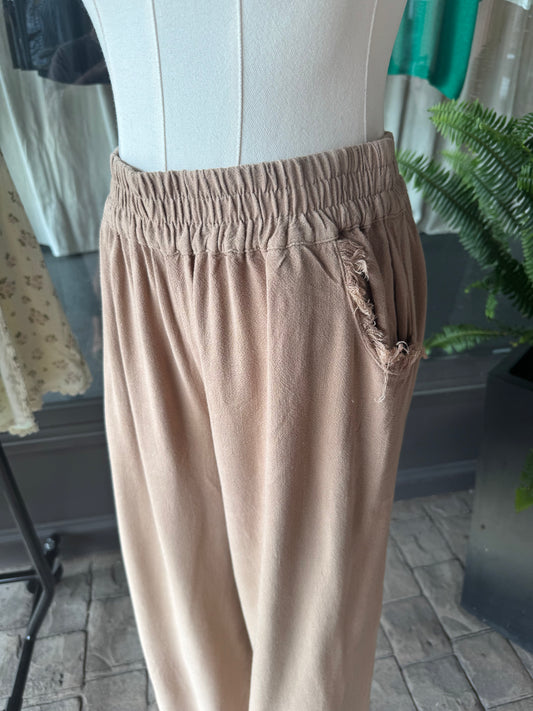 Fringe Linen Blend Pants