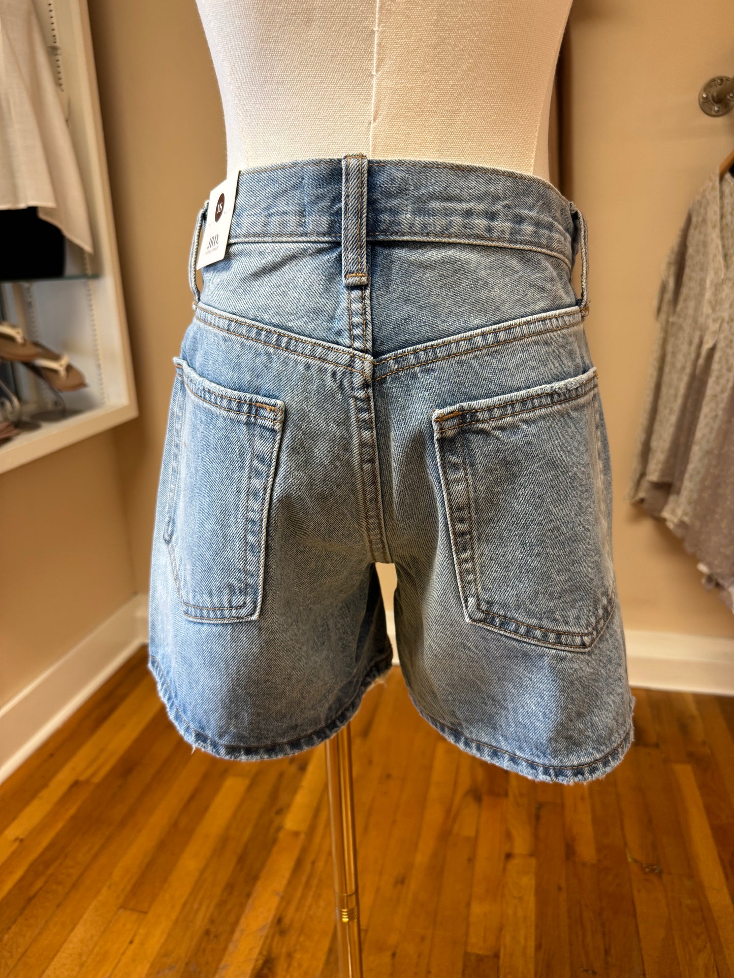Lightly Distressed Denim Shorts
