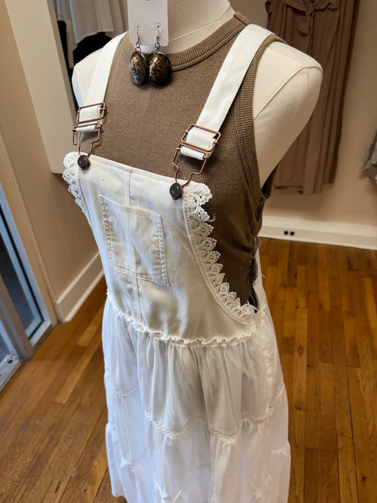 Ivory Cotton Overall Dress