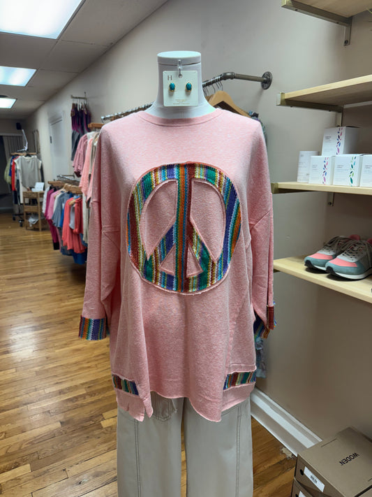 Peach Peace Sign Pullover