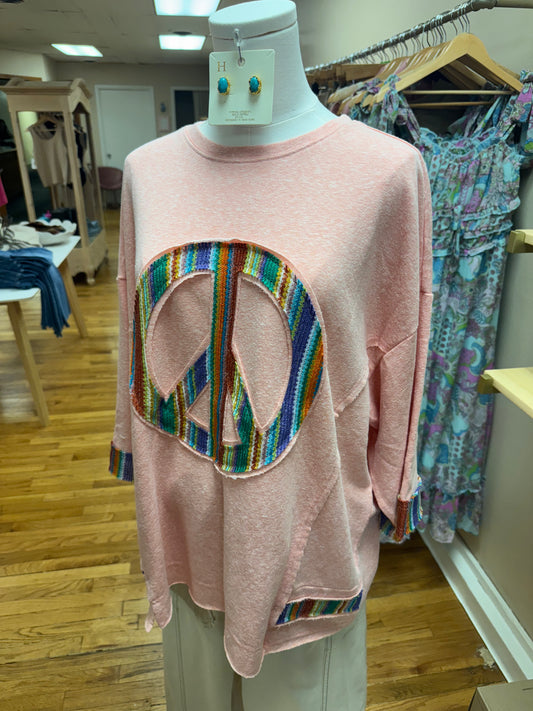 Peach Peace Sign Pullover