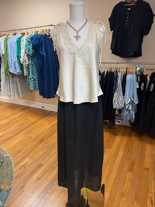 Lace Trimmed Satin Cami