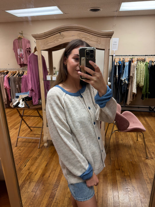 Oatmeal & Denim Blue Cardigan