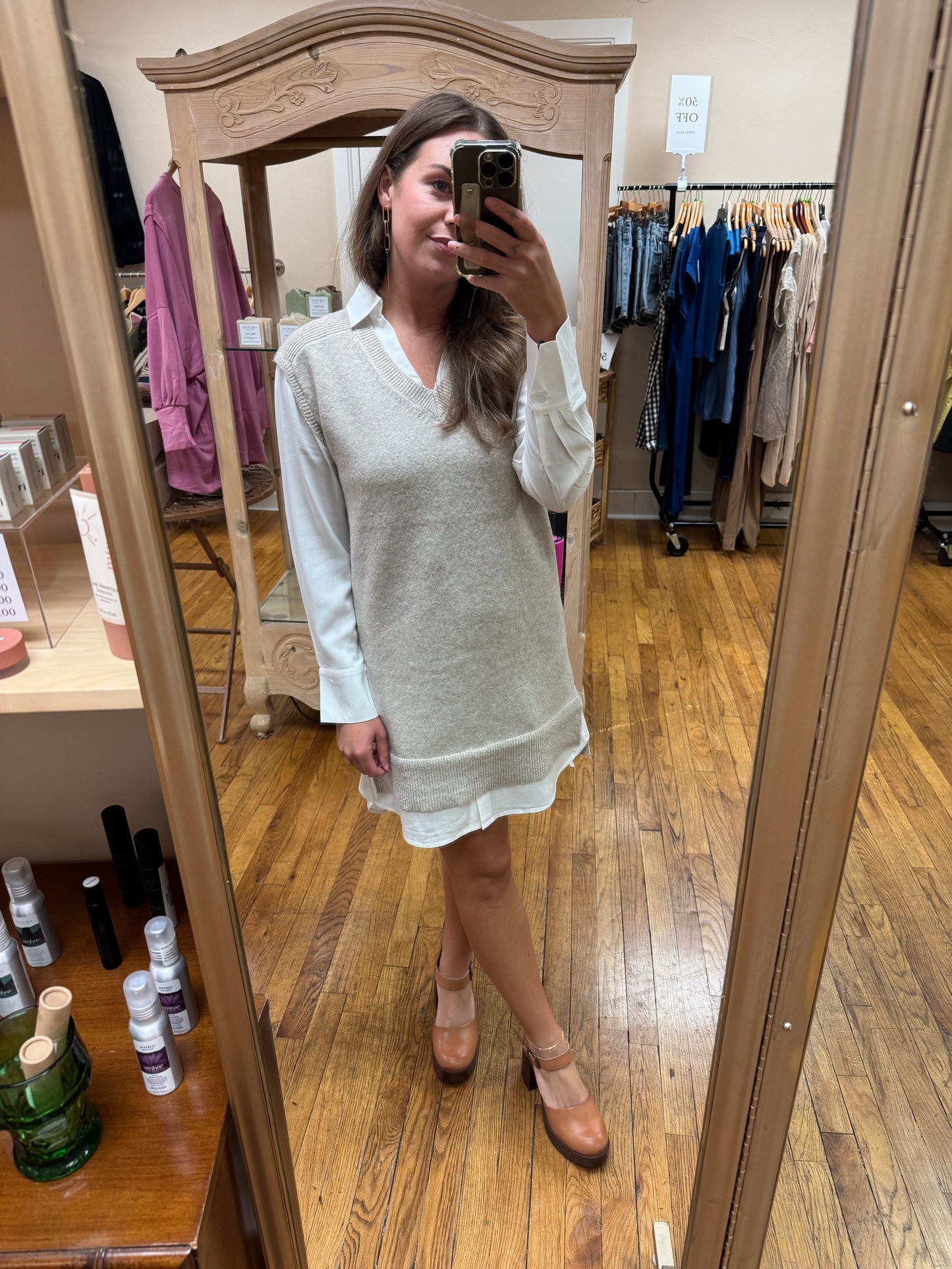 Taupe Knit Layered Dress