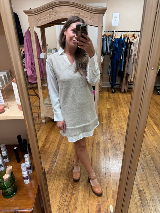 Taupe Knit Layered Dress