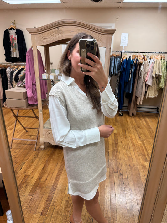 Taupe Knit Layered Dress