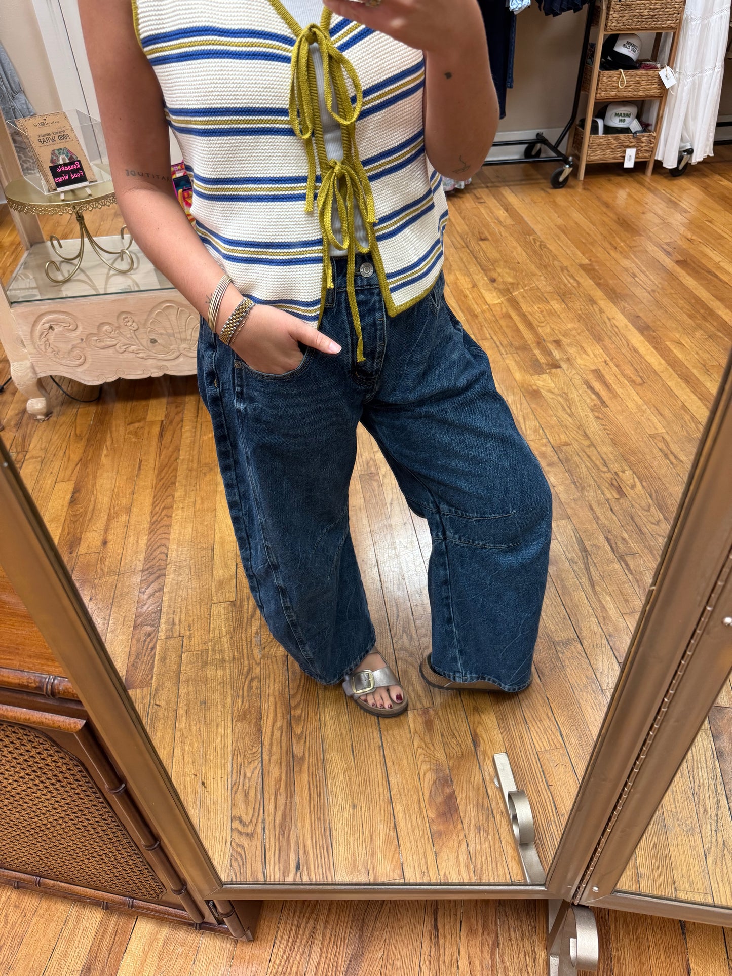 Dark Wash Barrel Jeans