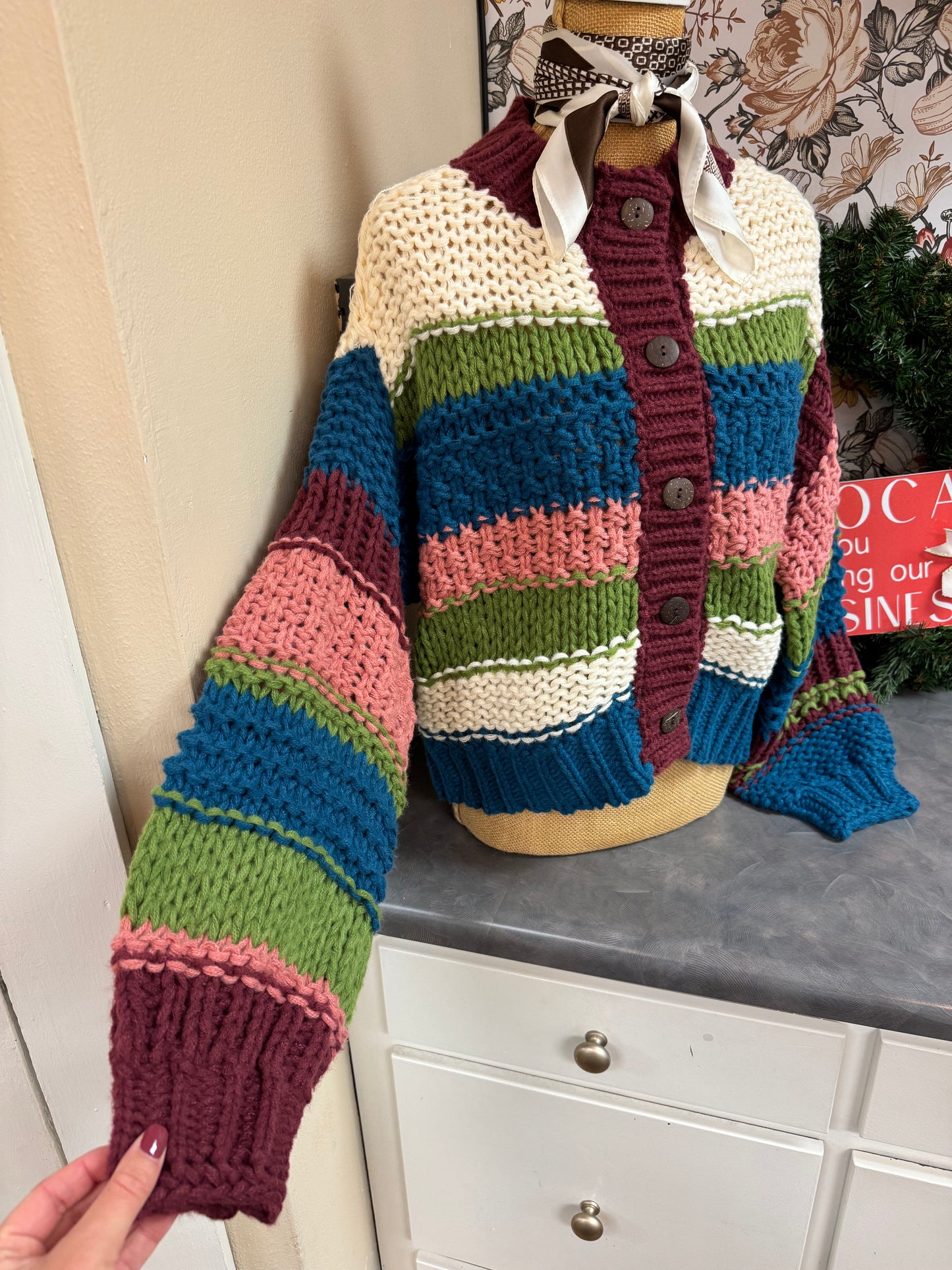 Textured Teal Cardigan