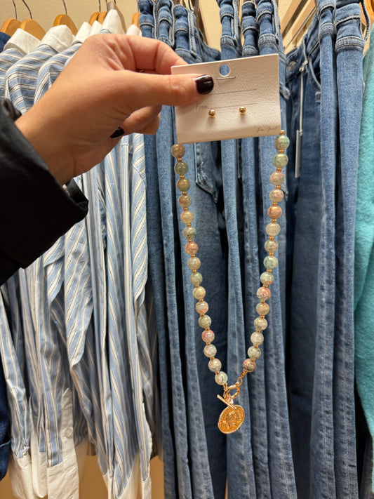 Agate Necklace with Coin