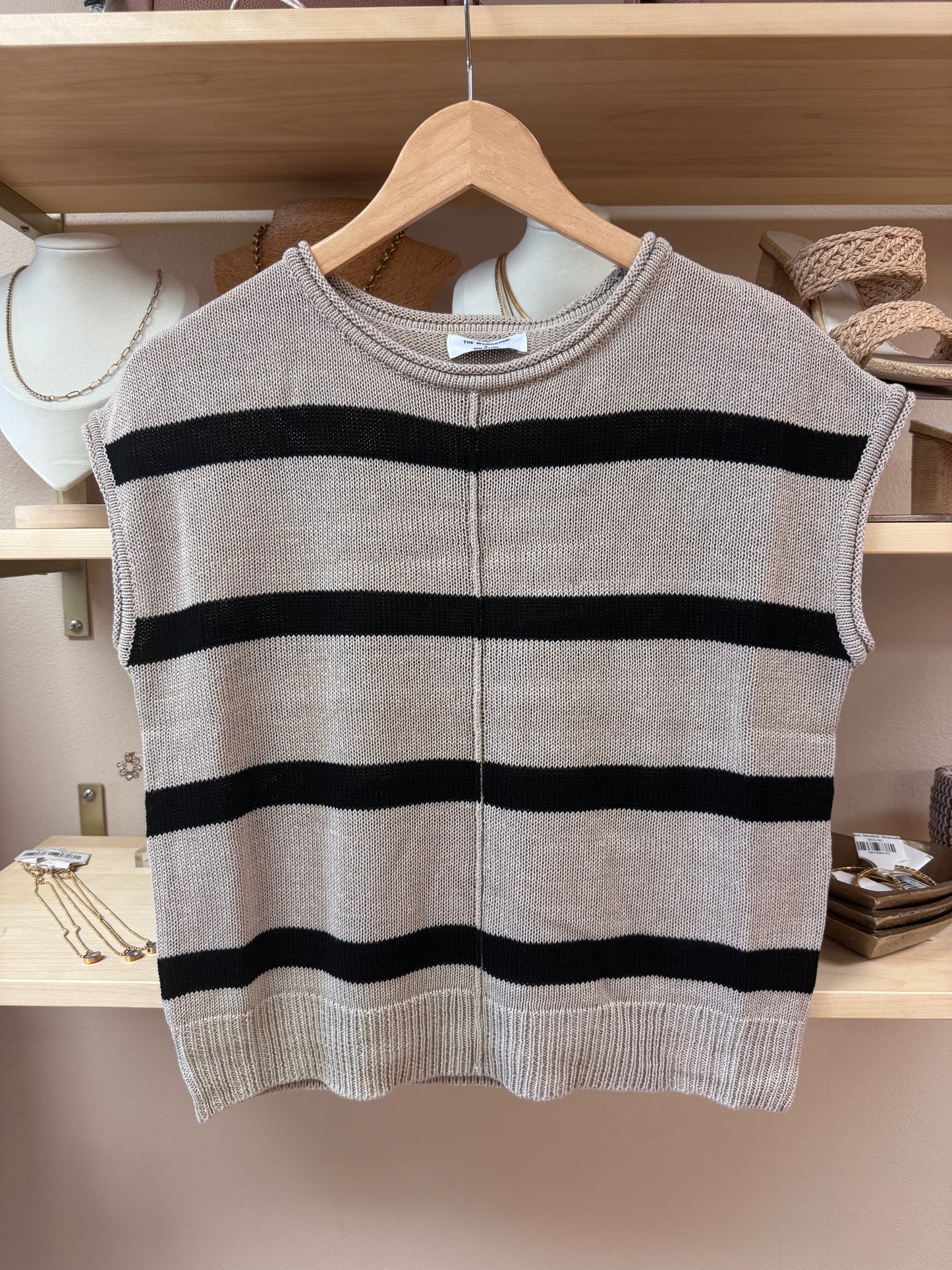 Black Striped Knit Top