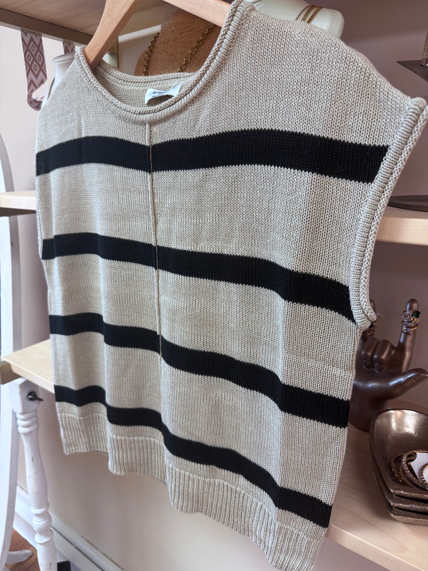 Black Striped Knit Top