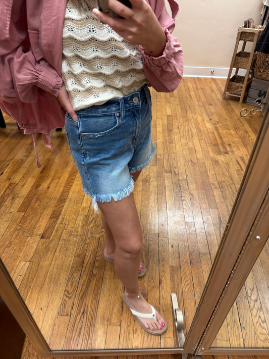 Frayed Hem Denim Shorts