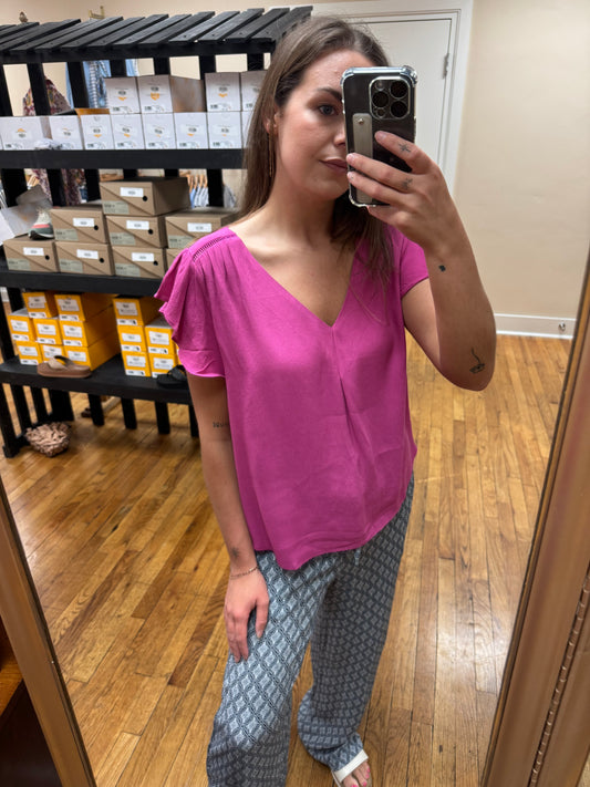 Purple V Neck Blouse