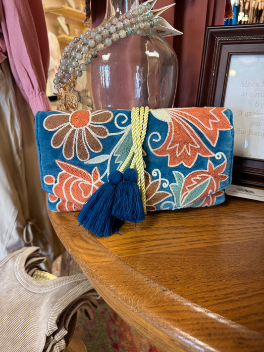 Embroidered Velvet Jewelry Organizer
