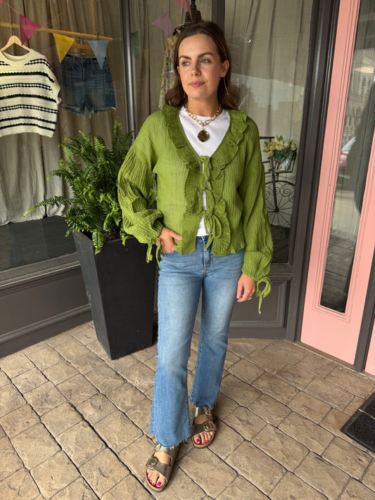 Ruffled Tie Blouse