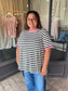 Striped Top with Pink Trim