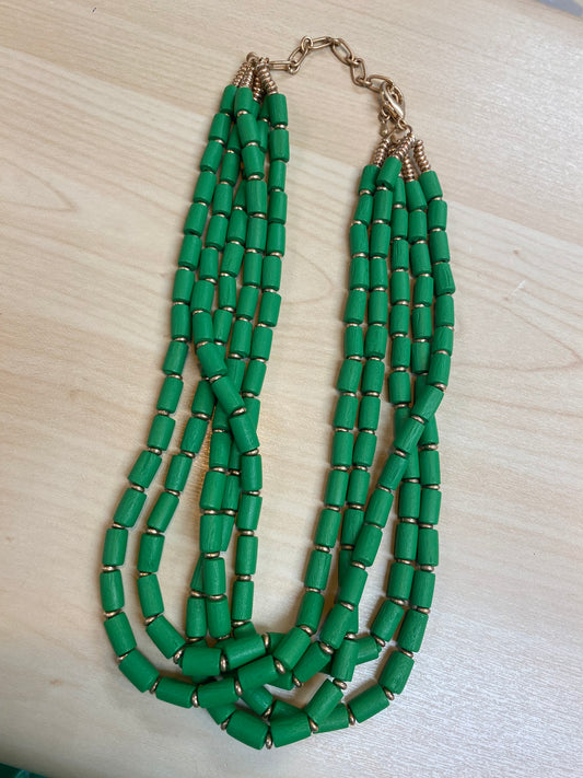 Green Beaded Tube Necklace