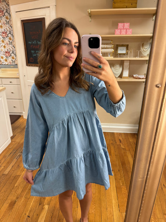 Tiered Denim Dress