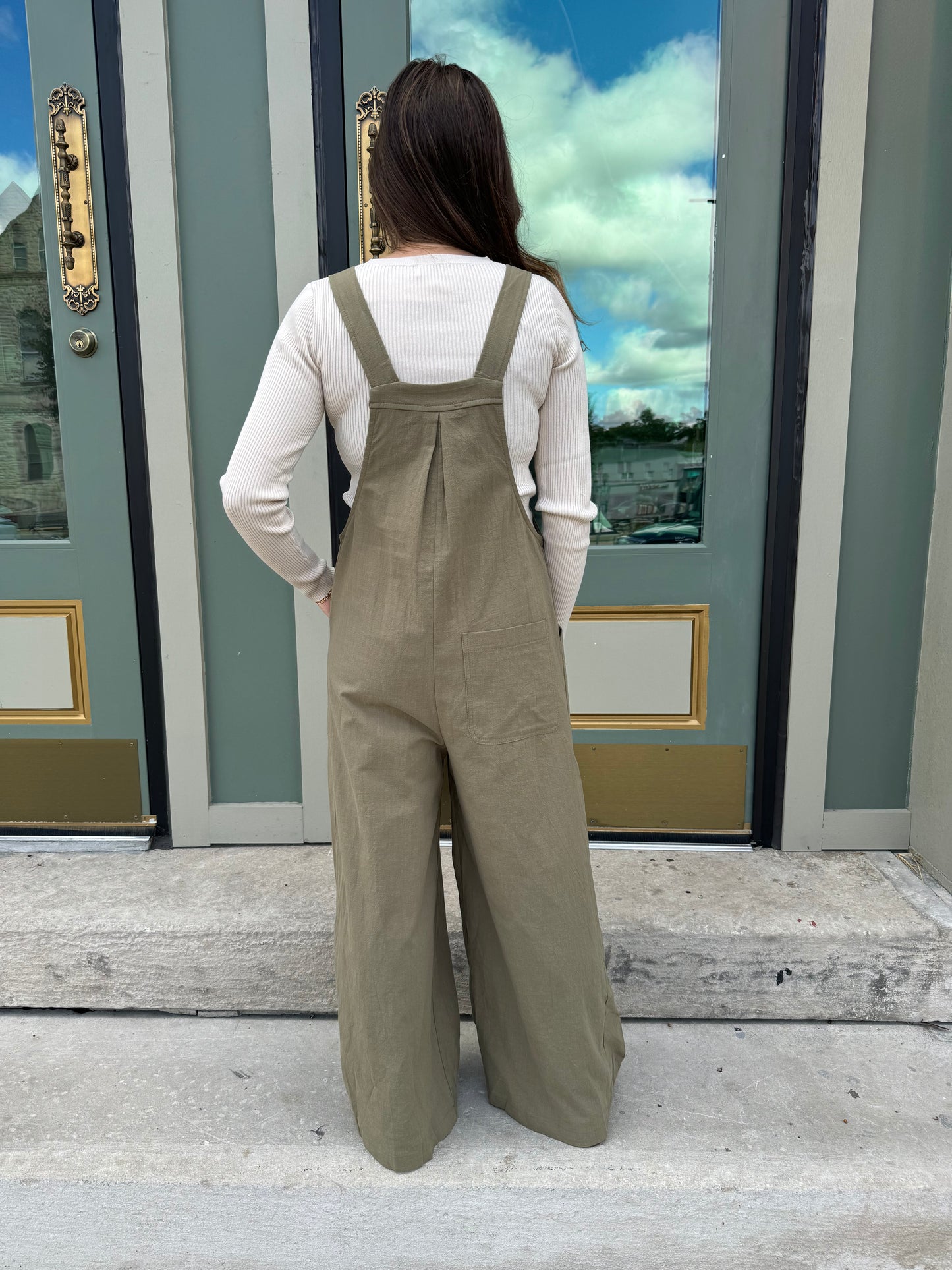 Wide Leg Olive Overalls